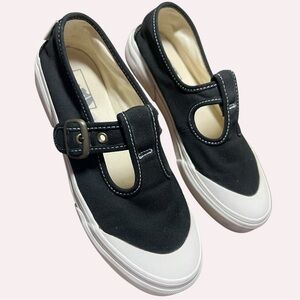 Vans Black and White Canvas Athletic Shoes